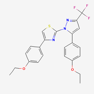 molecular formula C23H20F3N3O2S B11193708 4-(4-ethoxyphenyl)-2-[5-(4-ethoxyphenyl)-3-(trifluoromethyl)-1H-pyrazol-1-yl]-1,3-thiazole 