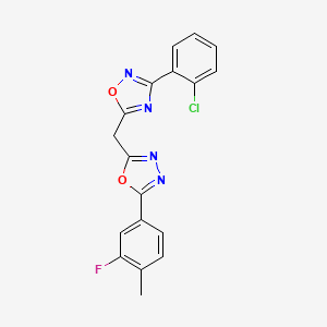 3-(2-Chlorophenyl)-5-{[5-(3-fluoro-4-methylphenyl)-1,3,4-oxadiazol-2-yl]methyl}-1,2,4-oxadiazole