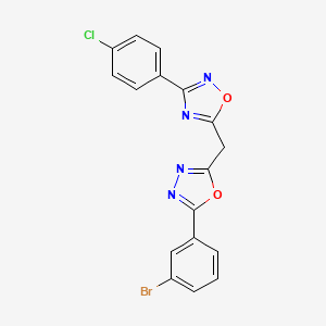 molecular formula C17H10BrClN4O2 B11193742 5-{[5-(3-Bromophenyl)-1,3,4-oxadiazol-2-yl]methyl}-3-(4-chlorophenyl)-1,2,4-oxadiazole 