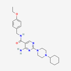 4-amino-2-(4-cyclohexylpiperazin-1-yl)-N-(4-ethoxybenzyl)pyrimidine-5-carboxamide