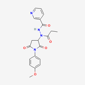 N'-[1-(4-methoxyphenyl)-2,5-dioxopyrrolidin-3-yl]-N'-propanoylpyridine-3-carbohydrazide