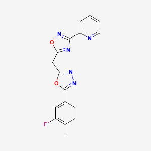 2-(5-{[5-(3-Fluoro-4-methylphenyl)-1,3,4-oxadiazol-2-yl]methyl}-1,2,4-oxadiazol-3-yl)pyridine