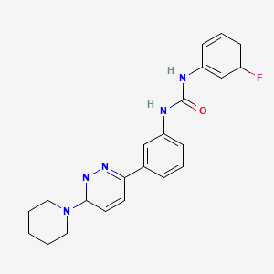 molecular formula C22H22FN5O B11193911 1-(3-Fluorophenyl)-3-{3-[6-(piperidin-1-YL)pyridazin-3-YL]phenyl}urea 