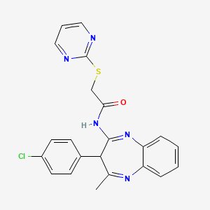 molecular formula C22H18ClN5OS B11193932 N-[3-(4-chlorophenyl)-4-methyl-3H-1,5-benzodiazepin-2-yl]-2-(pyrimidin-2-ylsulfanyl)acetamide 