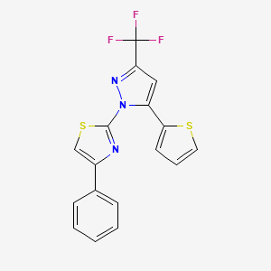 4-phenyl-2-[5-(thiophen-2-yl)-3-(trifluoromethyl)-1H-pyrazol-1-yl]-1,3-thiazole