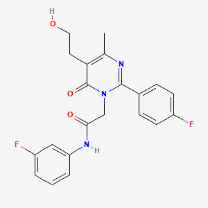 molecular formula C21H19F2N3O3 B11193959 N-(3-fluorophenyl)-2-[2-(4-fluorophenyl)-5-(2-hydroxyethyl)-4-methyl-6-oxopyrimidin-1(6H)-yl]acetamide 