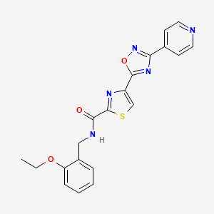 molecular formula C20H17N5O3S B11193978 N-(2-Ethoxybenzyl)-4-(3-(pyridin-4-yl)-1,2,4-oxadiazol-5-yl)thiazole-2-carboxamide 