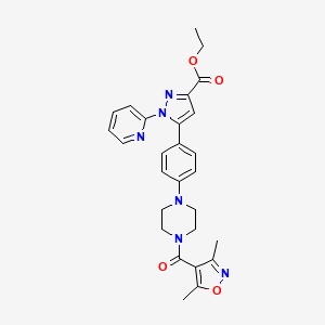 ethyl 5-(4-(4-(3,5-dimethylisoxazole-4-carbonyl)piperazin-1-yl)phenyl)-1-(pyridin-2-yl)-1H-pyrazole-3-carboxylate