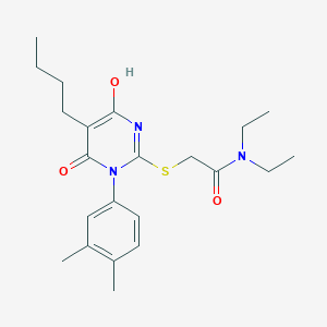 molecular formula C22H31N3O3S B11194022 2-{[5-butyl-1-(3,4-dimethylphenyl)-4-hydroxy-6-oxo-1,6-dihydropyrimidin-2-yl]sulfanyl}-N,N-diethylacetamide 