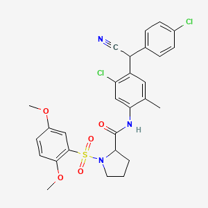 N-{5-Chloro-4-[(4-chlorophenyl)(cyano)methyl]-2-methylphenyl}-1-(2,5-dimethoxybenzenesulfonyl)pyrrolidine-2-carboxamide