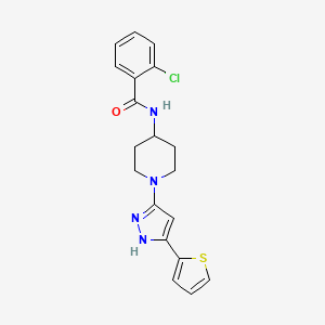 2-Chloro-N-{1-[3-(thiophen-2-YL)-1H-pyrazol-5-YL]piperidin-4-YL}benzamide