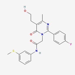 molecular formula C22H22FN3O3S B11194181 2-[2-(4-fluorophenyl)-5-(2-hydroxyethyl)-4-methyl-6-oxopyrimidin-1(6H)-yl]-N-[3-(methylsulfanyl)phenyl]acetamide 