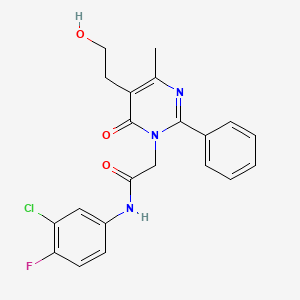 N-(3-chloro-4-fluorophenyl)-2-[5-(2-hydroxyethyl)-4-methyl-6-oxo-2-phenylpyrimidin-1(6H)-yl]acetamide