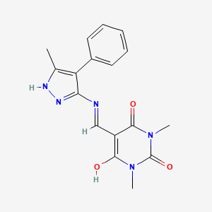 1,3-dimethyl-5-{[(3-methyl-4-phenyl-1H-pyrazol-5-yl)amino]methylidene}pyrimidine-2,4,6(1H,3H,5H)-trione