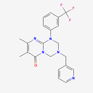 molecular formula C21H20F3N5O B11194230 7,8-dimethyl-3-(pyridin-3-ylmethyl)-1-[3-(trifluoromethyl)phenyl]-1,2,3,4-tetrahydro-6H-pyrimido[1,2-a][1,3,5]triazin-6-one 