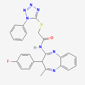 N-[3-(4-fluorophenyl)-4-methyl-3H-1,5-benzodiazepin-2-yl]-2-[(1-phenyl-1H-tetrazol-5-yl)sulfanyl]acetamide