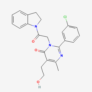 2-(3-chlorophenyl)-3-[2-(2,3-dihydro-1H-indol-1-yl)-2-oxoethyl]-5-(2-hydroxyethyl)-6-methylpyrimidin-4(3H)-one