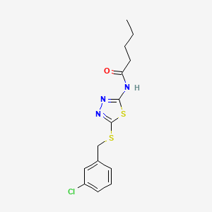 molecular formula C14H16ClN3OS2 B11194338 N-(5-((3-chlorobenzyl)thio)-1,3,4-thiadiazol-2-yl)pentanamide 