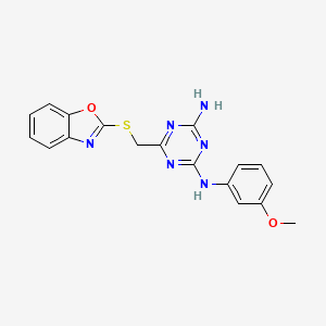 molecular formula C18H16N6O2S B11194345 6-[(1,3-benzoxazol-2-ylsulfanyl)methyl]-N-(3-methoxyphenyl)-1,3,5-triazine-2,4-diamine 