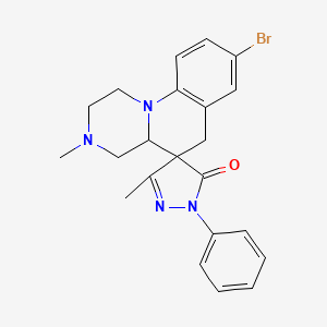 molecular formula C22H23BrN4O B11194375 8-Bromo-3,3'-dimethyl-1'-phenyl-1,1',2,3,4,4A,5',6-octahydrospiro[pyrazino[1,2-A]quinoline-5,4'-pyrazol]-5'-one 