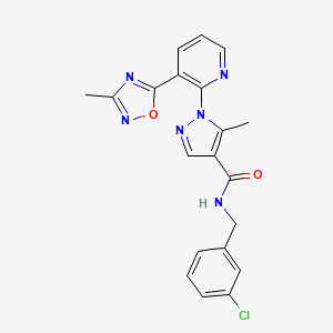 N-(3-chlorobenzyl)-5-methyl-1-(3-(3-methyl-1,2,4-oxadiazol-5-yl)pyridin-2-yl)-1H-pyrazole-4-carboxamide