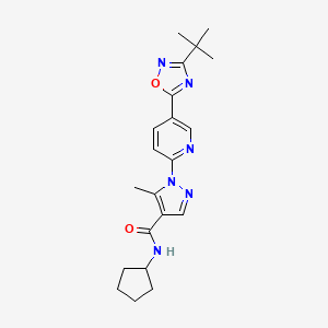 molecular formula C21H26N6O2 B11194428 1-[5-(3-tert-butyl-1,2,4-oxadiazol-5-yl)pyridin-2-yl]-N-cyclopentyl-5-methyl-1H-pyrazole-4-carboxamide 