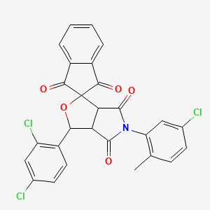 molecular formula C27H16Cl3NO5 B11194467 5-(5-chloro-2-methylphenyl)-3-(2,4-dichlorophenyl)-3a,6a-dihydrospiro[furo[3,4-c]pyrrole-1,2'-indene]-1',3',4,6(3H,5H)-tetrone 