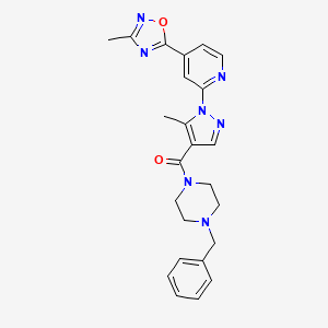 1-benzyl-4-{5-methyl-1-[4-(3-methyl-1,2,4-oxadiazol-5-yl)pyridin-2-yl]-1H-pyrazole-4-carbonyl}piperazine