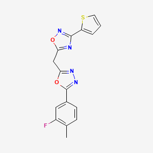 5-{[5-(3-Fluoro-4-methylphenyl)-1,3,4-oxadiazol-2-yl]methyl}-3-(thiophen-2-yl)-1,2,4-oxadiazole