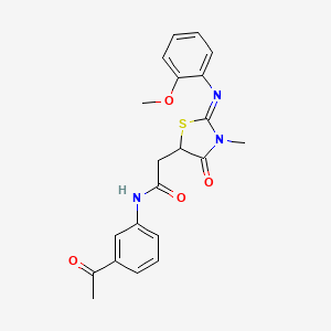 N-(3-Acetylphenyl)-2-[(2Z)-2-[(2-methoxyphenyl)imino]-3-methyl-4-oxo-1,3-thiazolidin-5-YL]acetamide