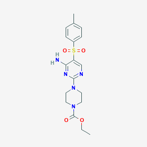 Ethyl 4-[4-amino-5-(4-methylbenzenesulfonyl)pyrimidin-2-YL]piperazine-1-carboxylate