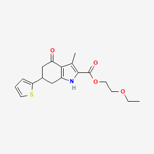 molecular formula C18H21NO4S B11194642 2-ethoxyethyl 3-methyl-4-oxo-6-thien-2-yl-4,5,6,7-tetrahydro-1H-indole-2-carboxylate 