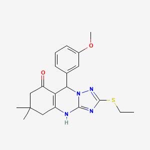 molecular formula C20H24N4O2S B11194656 2-(ethylsulfanyl)-9-(3-methoxyphenyl)-6,6-dimethyl-5,6,7,9-tetrahydro[1,2,4]triazolo[5,1-b]quinazolin-8(4H)-one 