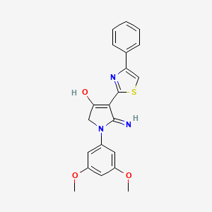 molecular formula C21H19N3O3S B11194662 5-amino-1-(3,5-dimethoxyphenyl)-4-(4-phenyl-1,3-thiazol-2-yl)-1,2-dihydro-3H-pyrrol-3-one 