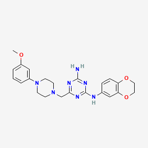 N-(4-amino-6-{[4-(3-methoxyphenyl)piperazino]methyl}-1,3,5-triazin-2-yl)-N-(2,3-dihydro-1,4-benzodioxin-6-yl)amine