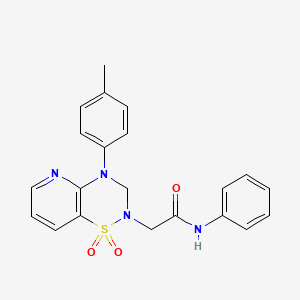 molecular formula C21H20N4O3S B11194668 2-[4-(4-methylphenyl)-1,1-dioxido-3,4-dihydro-2H-pyrido[2,3-e][1,2,4]thiadiazin-2-yl]-N-phenylacetamide 