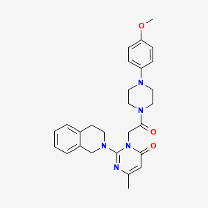 molecular formula C27H31N5O3 B11194700 2-(3,4-dihydroisoquinolin-2(1H)-yl)-3-{2-[4-(4-methoxyphenyl)piperazin-1-yl]-2-oxoethyl}-6-methylpyrimidin-4(3H)-one 