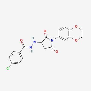 4-chloro-N'-[1-(2,3-dihydro-1,4-benzodioxin-6-yl)-2,5-dioxopyrrolidin-3-yl]benzohydrazide