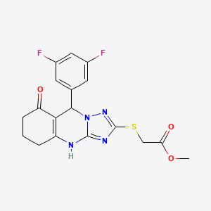 molecular formula C18H16F2N4O3S B11194794 Methyl {[9-(3,5-difluorophenyl)-8-oxo-4,5,6,7,8,9-hexahydro[1,2,4]triazolo[5,1-b]quinazolin-2-yl]sulfanyl}acetate 