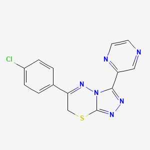 molecular formula C14H9ClN6S B11194798 6-(4-chlorophenyl)-3-(pyrazin-2-yl)-7H-[1,2,4]triazolo[3,4-b][1,3,4]thiadiazine 