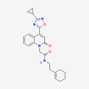 molecular formula C24H26N4O3 B11194801 N-[2-(cyclohex-1-en-1-yl)ethyl]-2-[4-(3-cyclopropyl-1,2,4-oxadiazol-5-yl)-2-oxoquinolin-1(2H)-yl]acetamide 