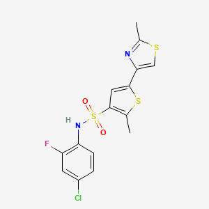 N-(4-chloro-2-fluorophenyl)-2-methyl-5-(2-methyl-1,3-thiazol-4-yl)thiophene-3-sulfonamide