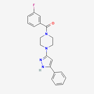 molecular formula C20H19FN4O B11194815 (3-fluorophenyl)(4-(3-phenyl-1H-pyrazol-5-yl)piperazin-1-yl)methanone 