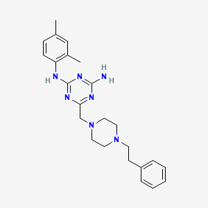 molecular formula C24H31N7 B11194818 N-(2,4-dimethylphenyl)-6-{[4-(2-phenylethyl)piperazin-1-yl]methyl}-1,3,5-triazine-2,4-diamine 