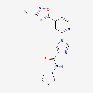 N-cyclopentyl-1-[4-(3-ethyl-1,2,4-oxadiazol-5-yl)pyridin-2-yl]-1H-imidazole-4-carboxamide