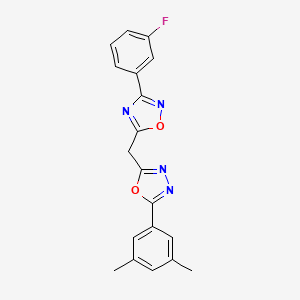 molecular formula C19H15FN4O2 B11194864 5-{[5-(3,5-Dimethylphenyl)-1,3,4-oxadiazol-2-yl]methyl}-3-(3-fluorophenyl)-1,2,4-oxadiazole 