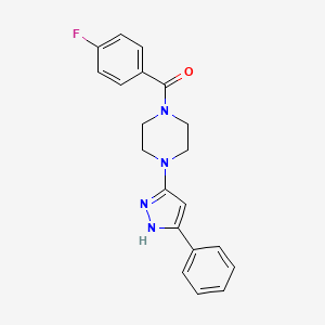 molecular formula C20H19FN4O B11194872 (4-fluorophenyl)(4-(3-phenyl-1H-pyrazol-5-yl)piperazin-1-yl)methanone 