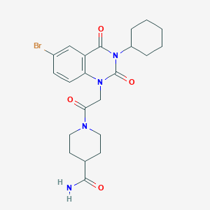 molecular formula C22H27BrN4O4 B11194944 1-[(6-bromo-3-cyclohexyl-2,4-dioxo-3,4-dihydroquinazolin-1(2H)-yl)acetyl]piperidine-4-carboxamide 