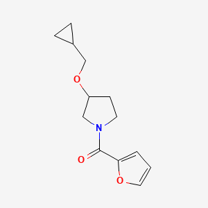 molecular formula C13H17NO3 B11194980 3-(Cyclopropylmethoxy)-1-(furan-2-carbonyl)pyrrolidine 