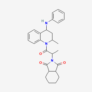 molecular formula C27H31N3O3 B11195023 2-(1-methyl-2-(2-methyl-4-(phenylamino)-3,4-dihydro-1(2H)-quinolinyl)-2-oxoethyl)hexahydro-1H-isoindole-1,3(2H)-dione 